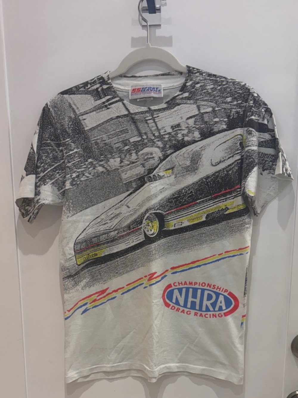 Vintage 90’s NHRA Corvette all over print drag racing championship t-shirt